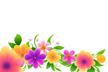 Obraz premium White background with flowers forming half frame spring for Mother's Day, copy space