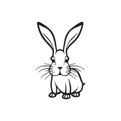 A sitting Rabbit line art vector work.