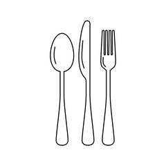 Spoon, fork and knife icons symbol vector tablespoon set