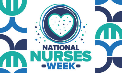 National Nurses Week. Thank you nurses. Medical and health care concept. Fighters against viruses and diseases. In honour of the doctors. Celebrated annual in United States. Vector illustration poster