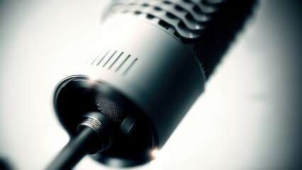 Fototapeta na wymiar Retro style microphone on a stage with background. Generative ai.