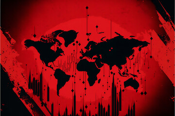 hard coded global inflation chart on red background, Generative AI