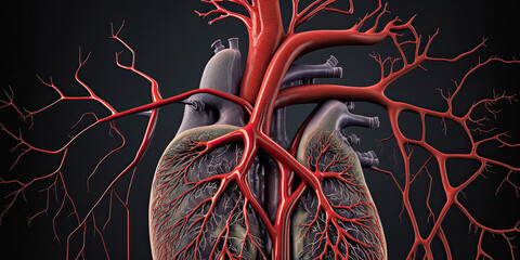 Obraz premium Illustration of circulatory system, human body - Generative AI