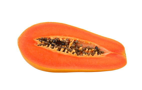 Papaya, Ripe papaya fruit with seeds on transparent png
