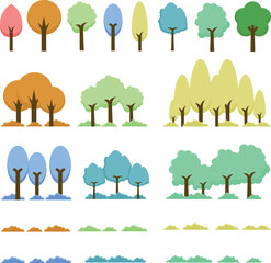 Set of trees and bushes vecor