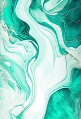 Pastel cyan mint liquid marble watercolor background,Generative AI