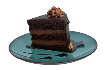 Sweet and tasty chocolate cake great for during coffee break isolated on white.