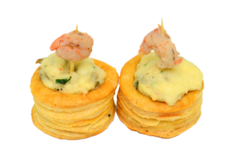 Fresh French pastries on a white background