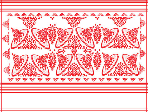 Assamese Gamosa Pattern Design with Japi