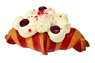 Chocolate bread baguette croissant pastry french bakery in white background.