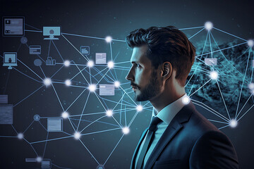 Entrepreneur holds customer retention network and acquires new customers and partnerships for business growth and global expansion. Keep customer royalties strong. Generative AI