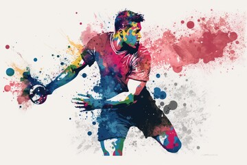 Plakat Abstract soccer player in watercolor style (Generative AI)