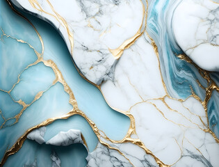 White blue marble background. Generative AI.
