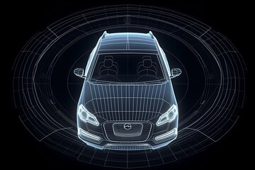Autonomous Car with Intelligent Obstacle Detection Systems Graphics, AI Generated
