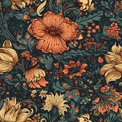 Deurstickers luxurious seamless floral vintage pattern. Generative AI © pcperle