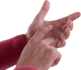 Close-up of man pretending to hold invisible object