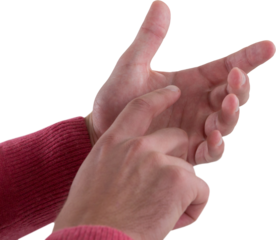 Close-up of man pretending to hold invisible object