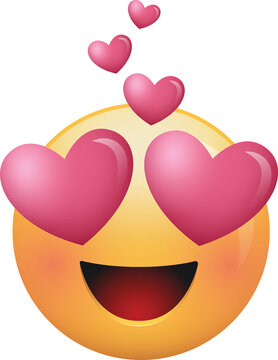 Heart eyes face round line emoji in love Vector Image
