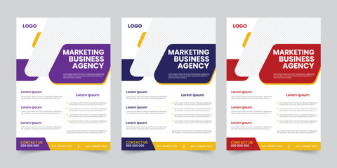 Marketing agency infographic white flyer design, Clean stationary package print pamphlet layout