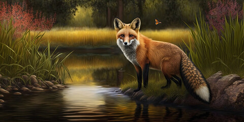 Naklejka premium A red car protected under a glass dome - Generative AI