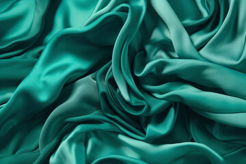 Obraz premium Abstract fluid iridescent jade green holographic neon curved wave in motion colorful background, Gradient design. Generative AI
