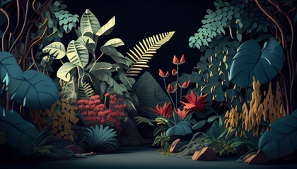 Tropical rainforest illustration background