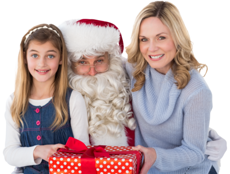 Mother and daughter with santa claus