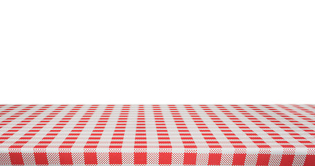 Red and white tablecloth