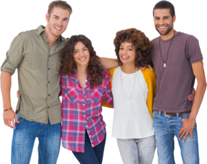 Fashionable young friends smiling 