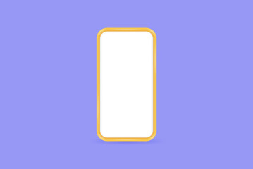 3D Yellow Smartphone on Purple Background. Vector illustration