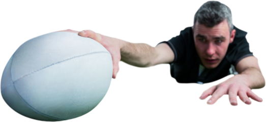 A rugby player scoring a try