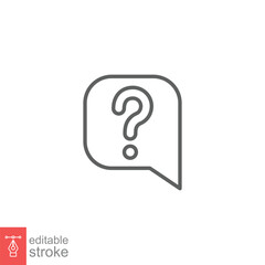 Question mark in a speech bubble icon. Mark faq, who, ask, query concept. Simple outline style. Thin line symbol. Vector illustration isolated on white background. Editable stroke EPS 10.