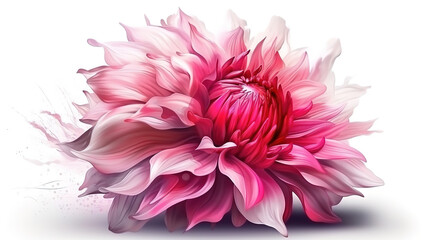 Pink flower decorative vintage illustration isolated on white background. Generative Ai