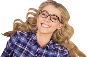 A blonde hipster lying on the floor