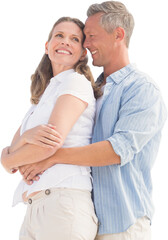 Side view of mature couple smiling