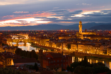 Fototapeta na wymiar Evening landscape of Florence, Italy