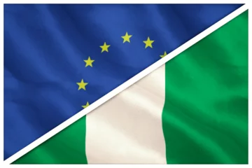 Keuken foto achterwand Centraal Europa Close-up of Nigerian and European flags