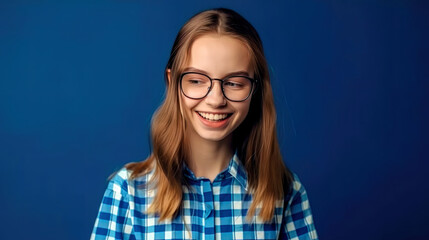 Fototapeta premium Sympathisches Empathisches schlaues Kind Erklärt hat Spaß Nerd Illustration Background Cover Magazin Digital Art (Generative AI) Kunst Sozial