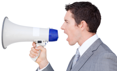 Businessman using a megaphone 