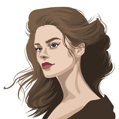 Portrait of a beautiful brunette girl with curly hair