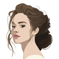 Portrait of a beautiful brunette girl with curly hair