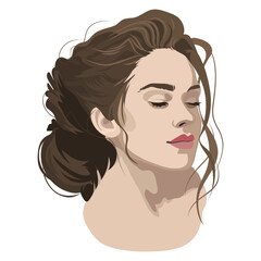 Portrait of a beautiful brunette girl with curly hair