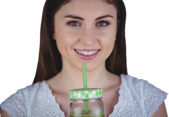 Woman with green juice