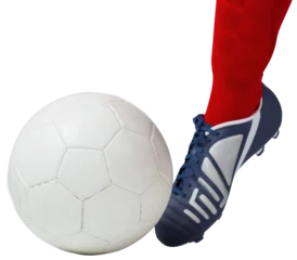 Foto op Plexiglas Football player kicking ball © vectorfusionart