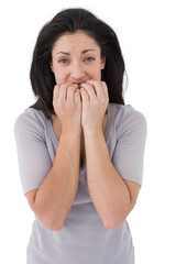 Depressed woman looking at camera