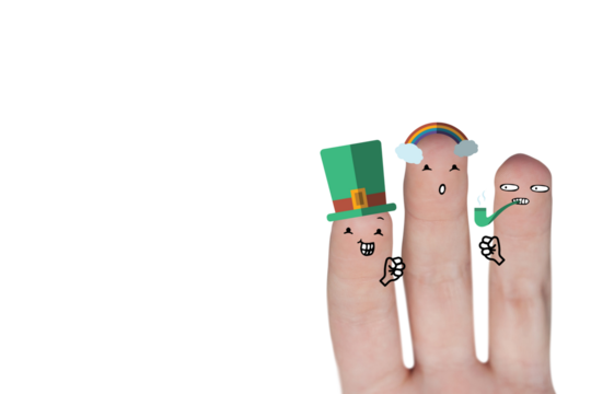 Composite image of fingers and patrick day drawing - Powered by Adobe
