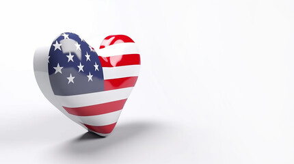A heart-shaped American flag represents love and patriotism for the United States.