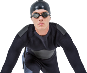 Confident swimmer in wetsuit