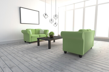 Green sofas in modern living room