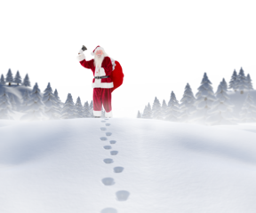 Santa walking in the snow